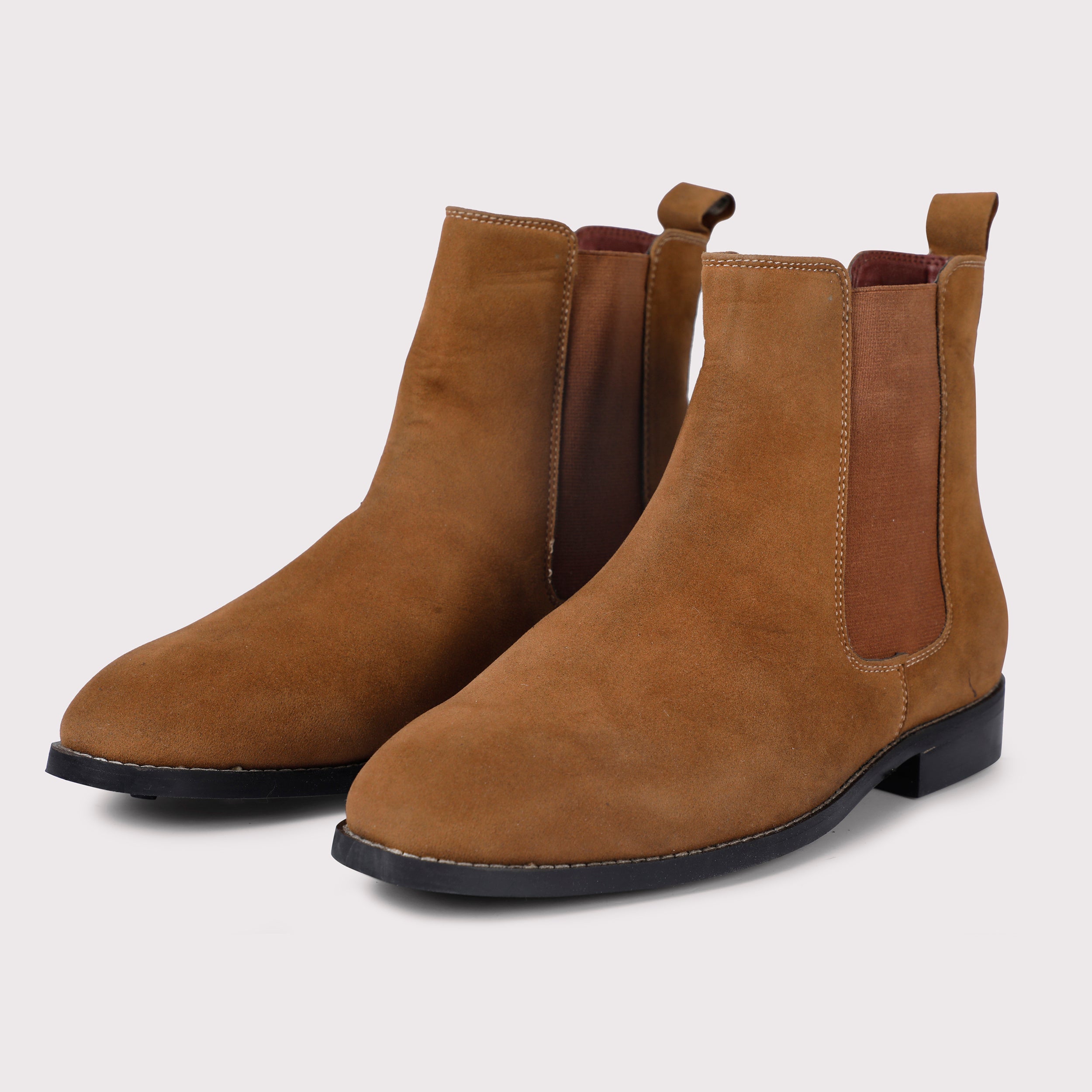 Tan Suede Ravien Harness Chelsea Boots with Golden Chain – Costoso Italiano